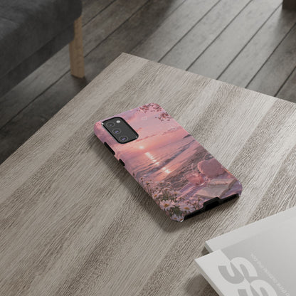 Pink Sunset Beach Phone Case "Romantic Coastal"