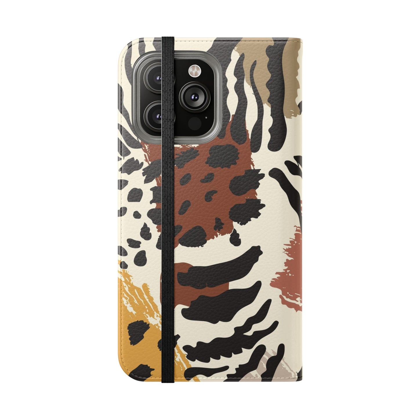 Leopard Patchwork Flip Wallet Case with Card Slots