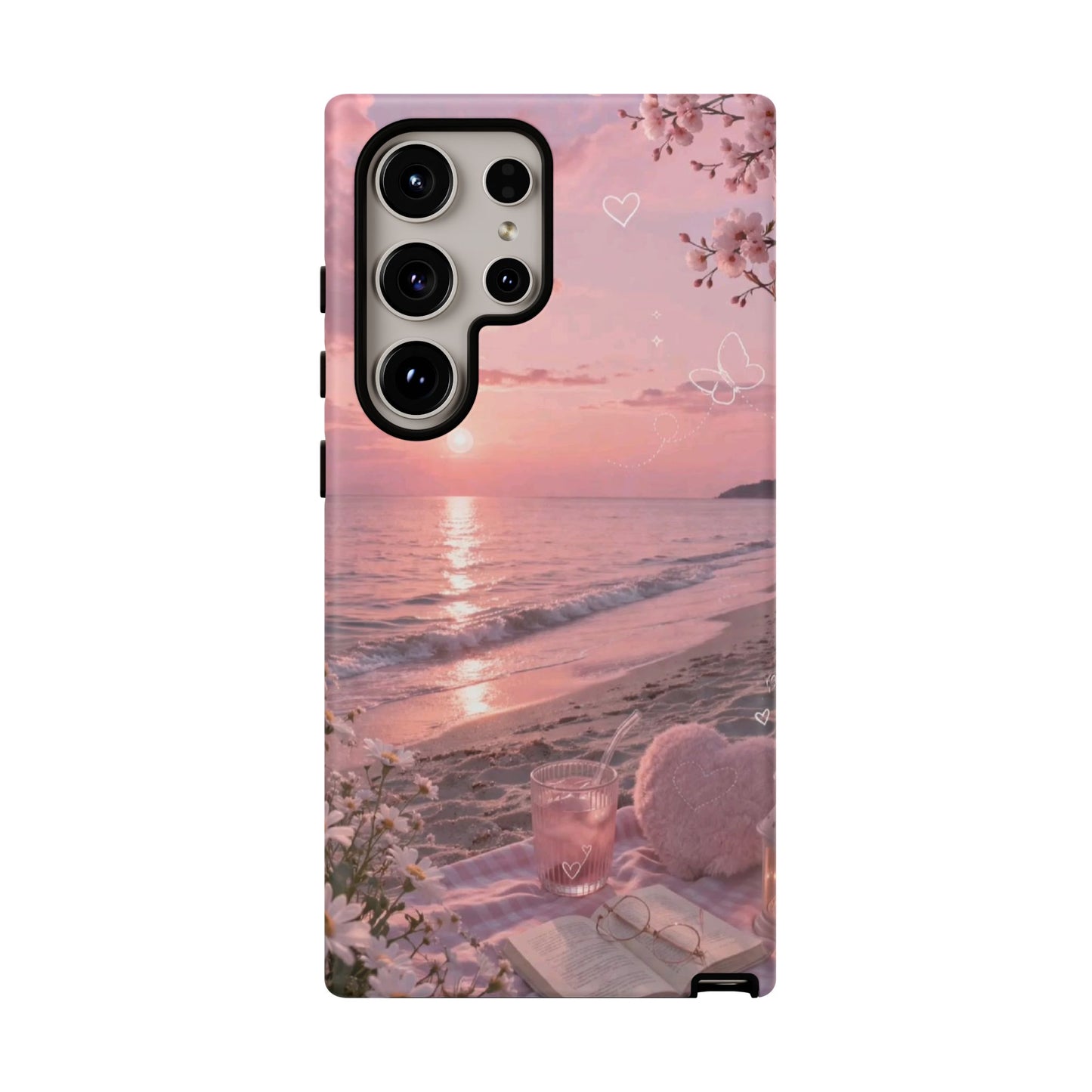 Pink Sunset Beach Phone Case "Romantic Seaside"