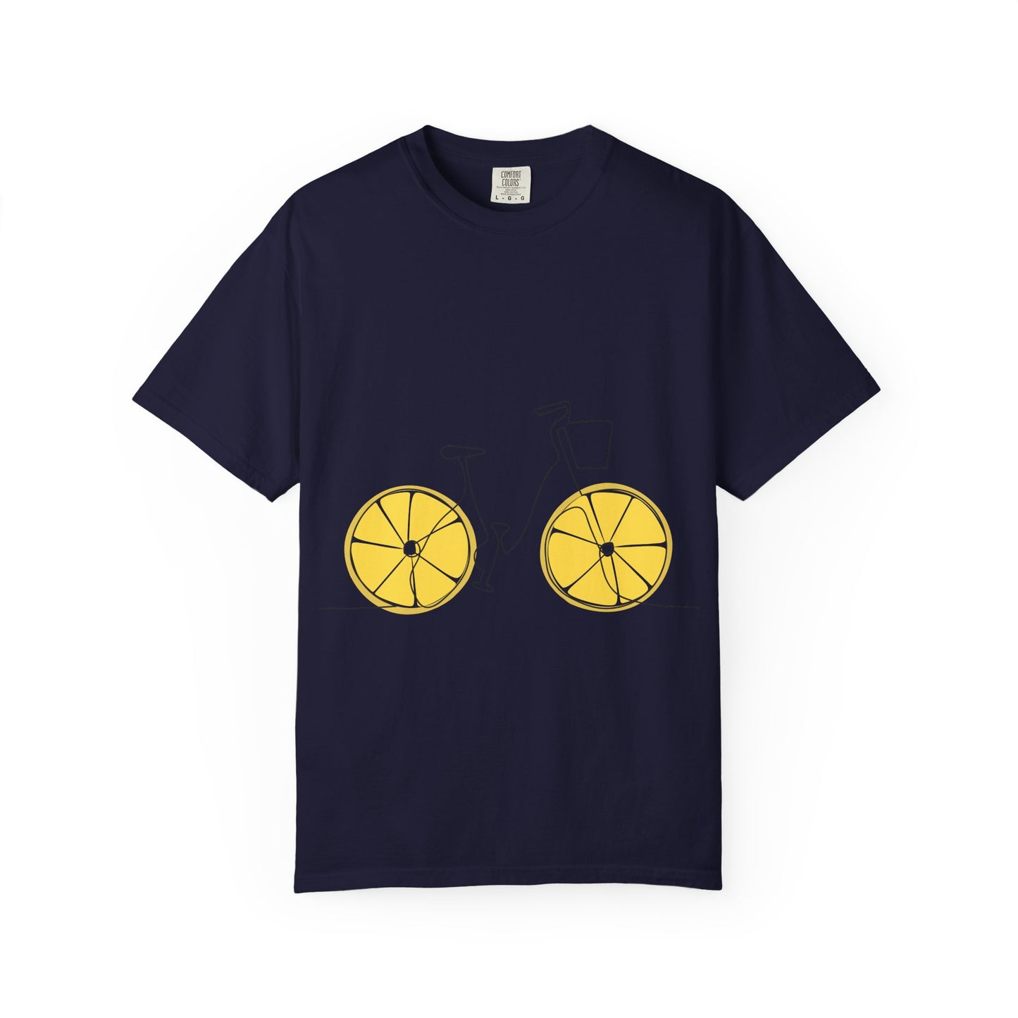 Lemon Wheel Bike T-Shirt — Citrus Bicycle Graphic  Coton Tee