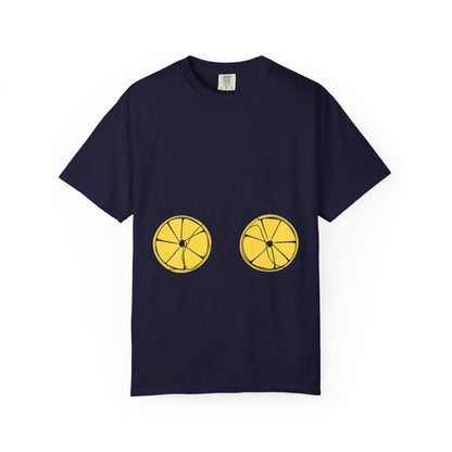 Lemon Wheel Bike T-Shirt — Citrus Bicycle Graphic  Coton Tee