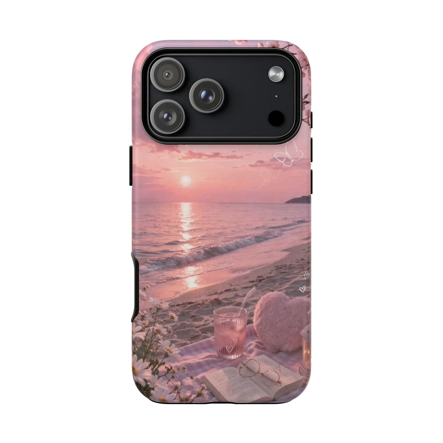 Pink Sunset Beach Phone Case "Romantic Seaside"