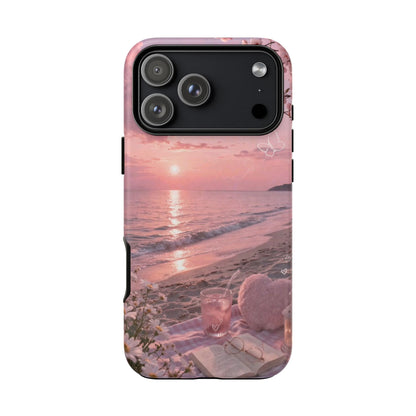 Pink Sunset Beach Phone Case "Romantic Seaside"