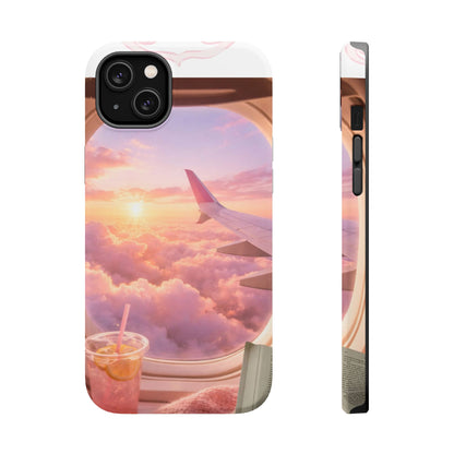 iPhone Magnetic Case "Airplane Window Sunset Travel"