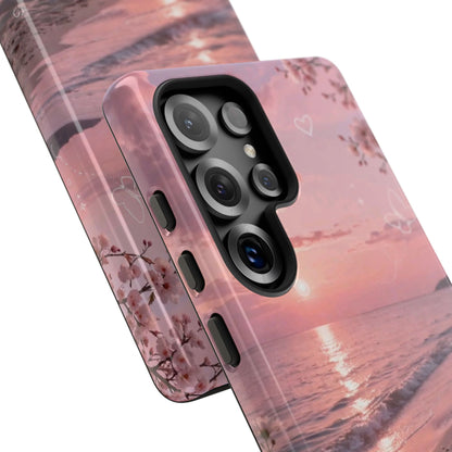 Pink Sunset Beach Phone Case "Romantic Seaside"