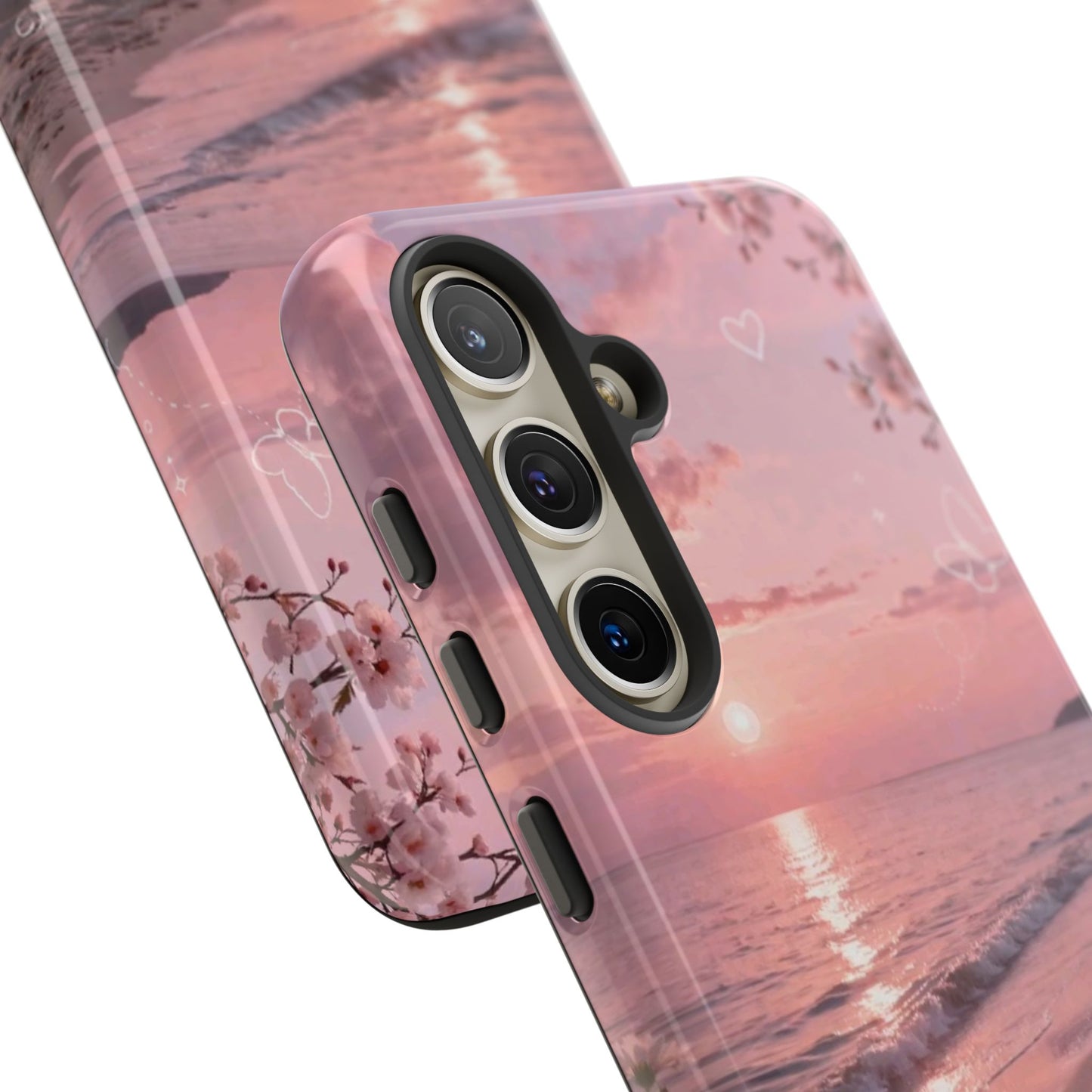 Pink Sunset Beach Phone Case "Romantic Seaside"