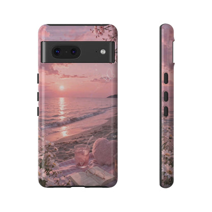 Pink Sunset Beach Phone Case "Romantic Seaside"
