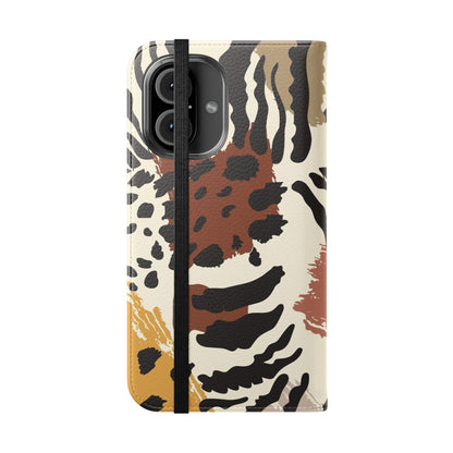 Leopard Patchwork Flip Wallet Case with Card Slots