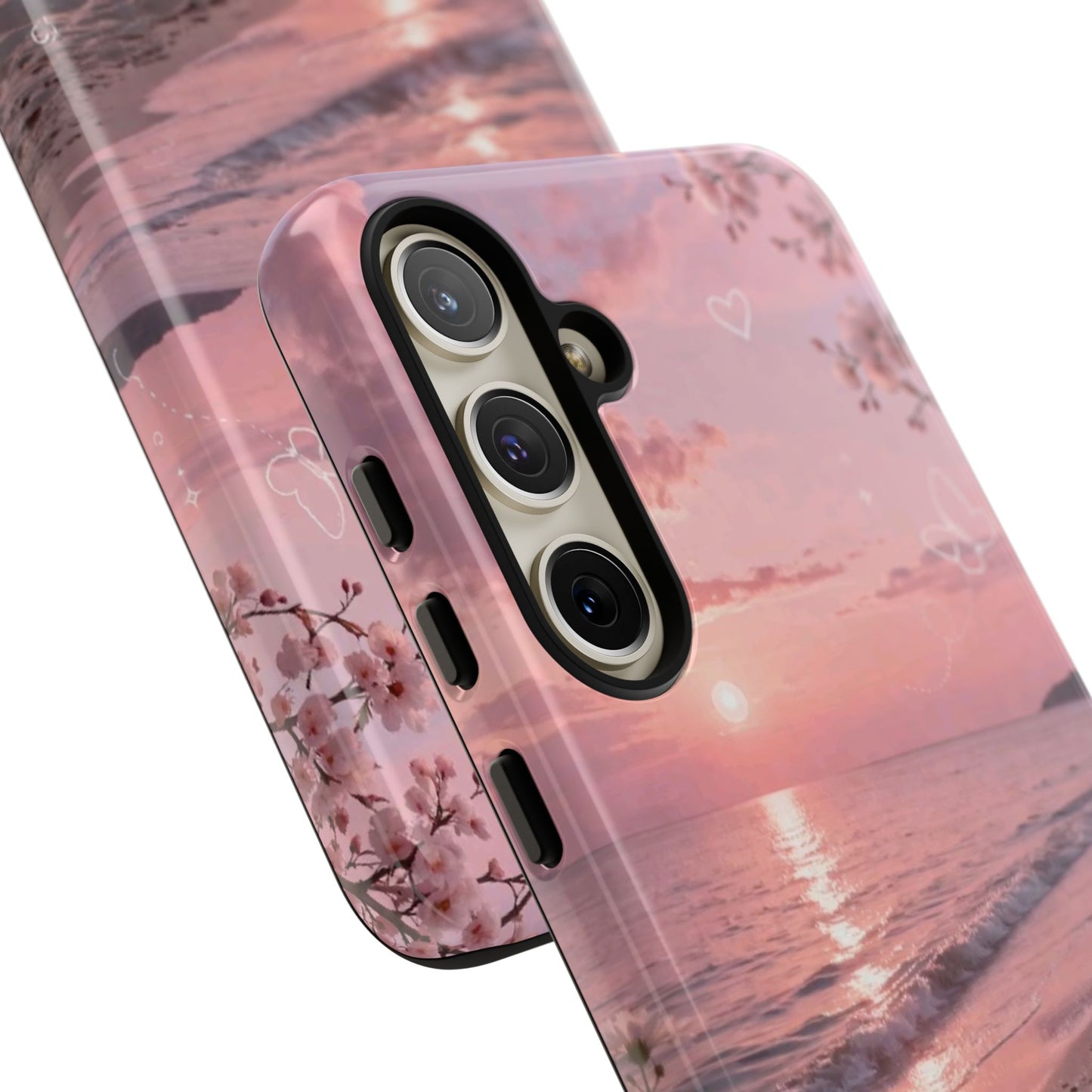 Pink Sunset Beach Phone Case "Romantic Seaside"