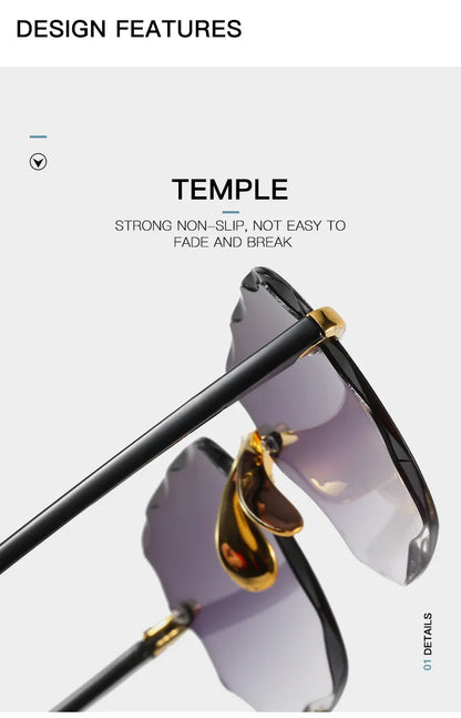 3-Pack Square Rimless Sunglasses for Women - Luxury Designer Tinted  Summer Glasses