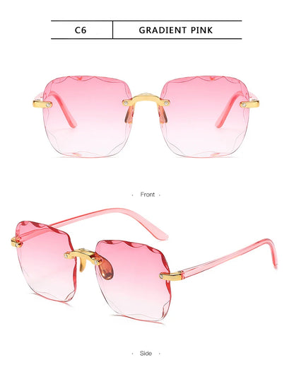 3-Pack Square Rimless Sunglasses for Women - Luxury Designer Tinted  Summer Glasses