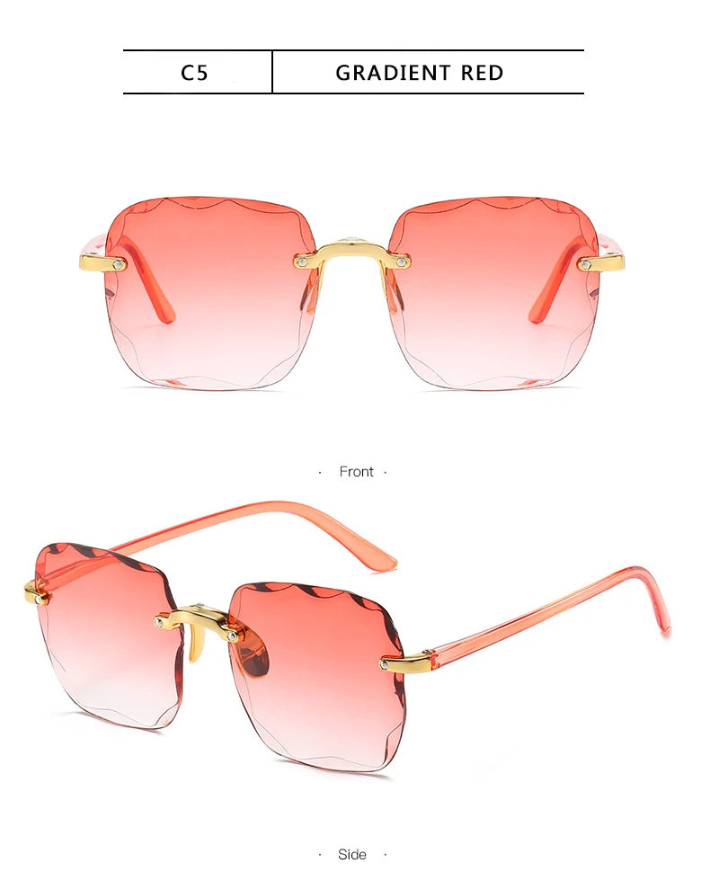 3-Pack Square Rimless Sunglasses for Women - Luxury Designer Tinted  Summer Glasses