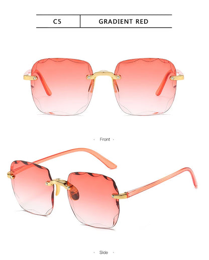 3-Pack Square Rimless Sunglasses for Women - Luxury Designer Tinted  Summer Glasses