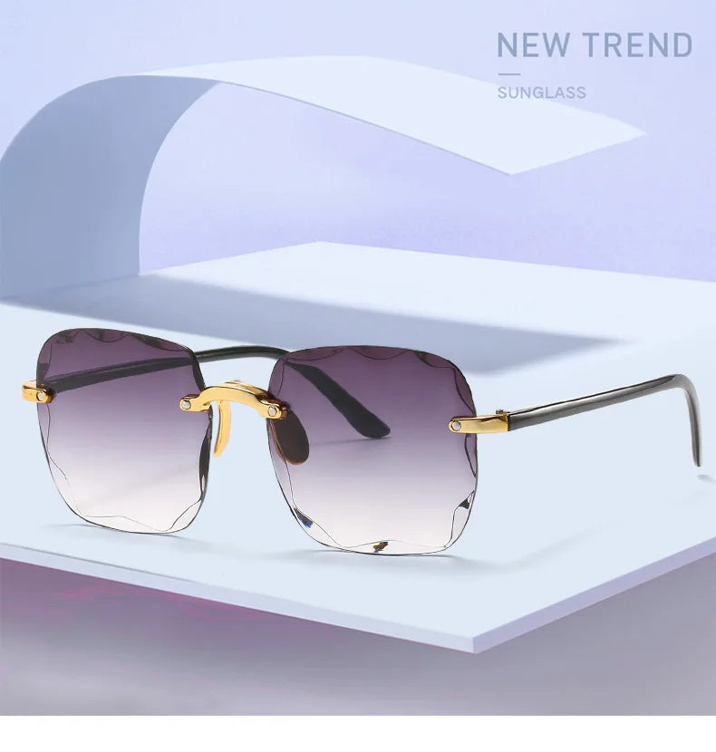 3-Pack Square Rimless Sunglasses for Women - Luxury Designer Tinted  Summer Glasses