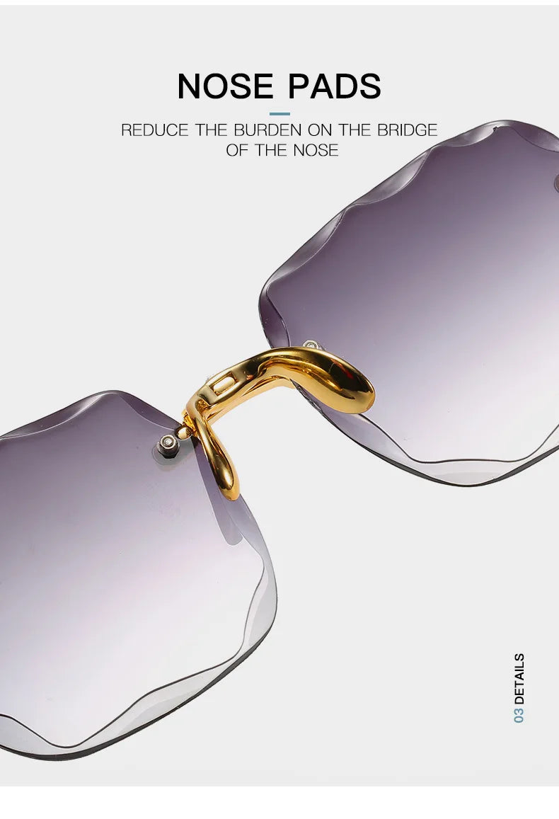 3-Pack Square Rimless Sunglasses for Women - Luxury Designer Tinted  Summer Glasses