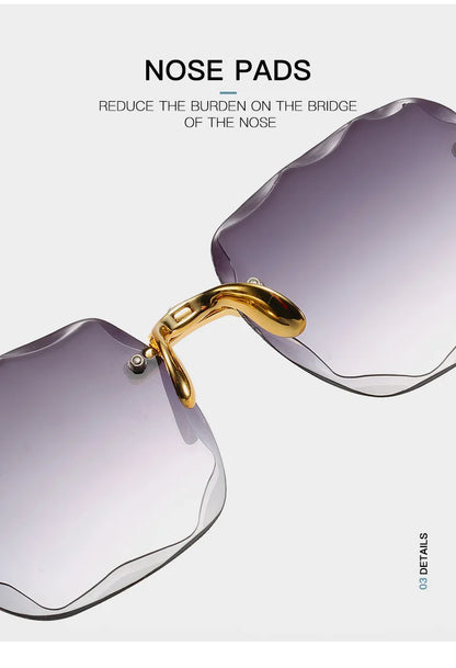 3-Pack Square Rimless Sunglasses for Women - Luxury Designer Tinted  Summer Glasses