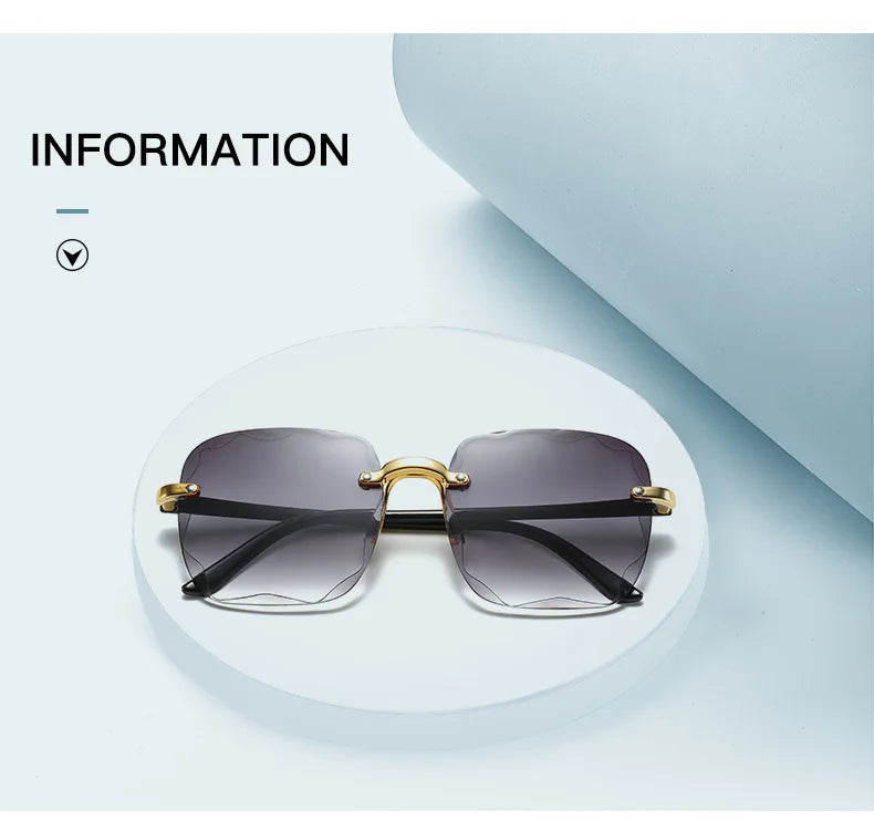 3-Pack Square Rimless Sunglasses for Women - Luxury Designer Tinted  Summer Glasses