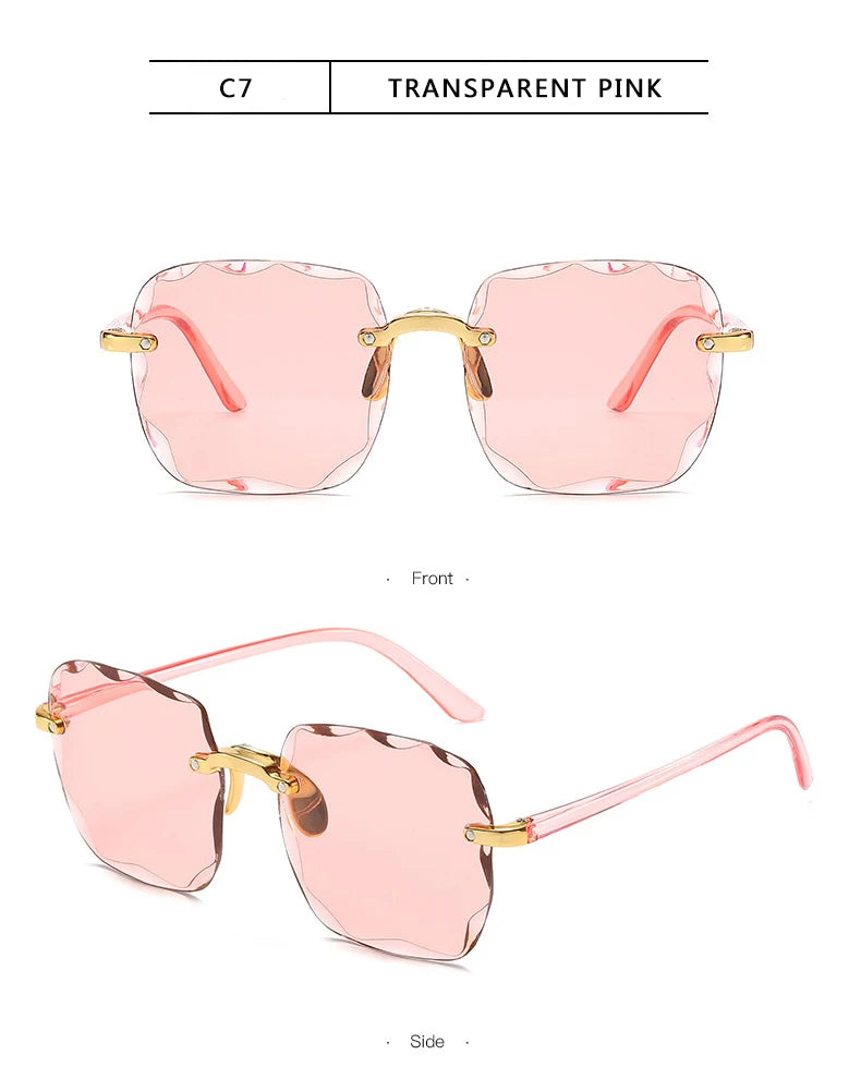 3-Pack Square Rimless Sunglasses for Women - Luxury Designer Tinted  Summer Glasses