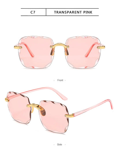 3-Pack Square Rimless Sunglasses for Women - Luxury Designer Tinted  Summer Glasses