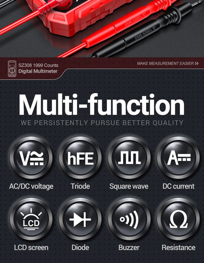 ANENG SZ308 Digital Multimeter - Professional AC/DC Voltage Tester With Backlight LCD Display