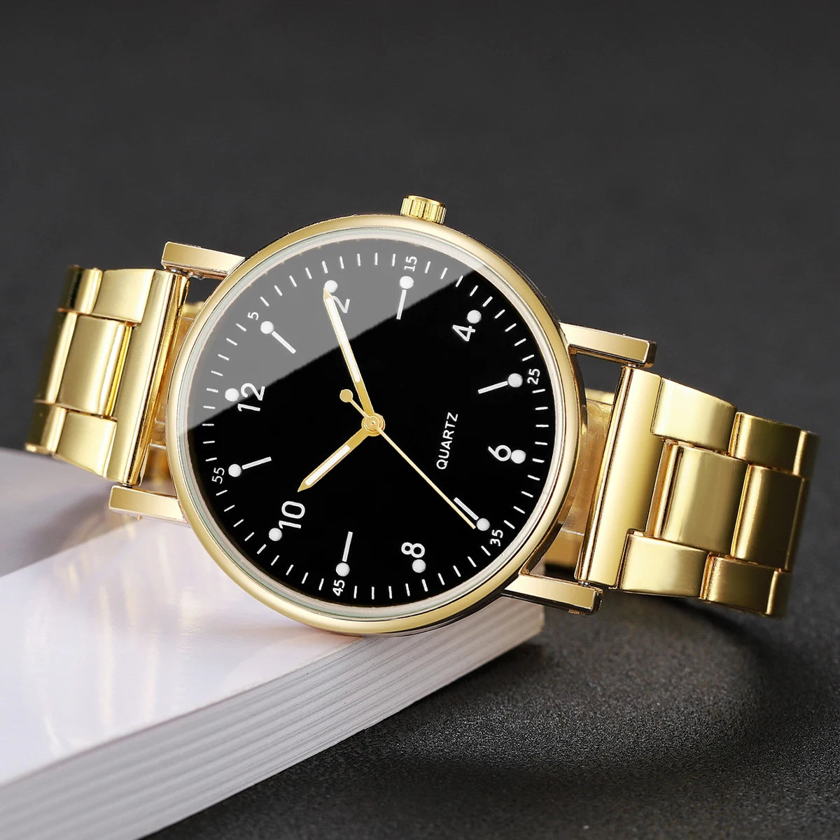 Elegant Women's Watches & Bracelets Set -  Quartz Wristwatch with Arabic Dial