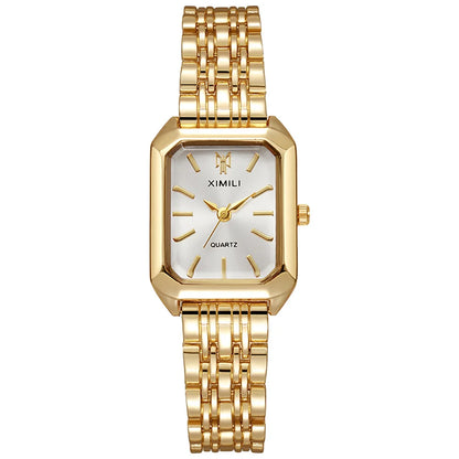 ZHOWE Luxury Gold Plated Women Watches - Elegant Vintage Rectangle Quartz Dress Wristwatch