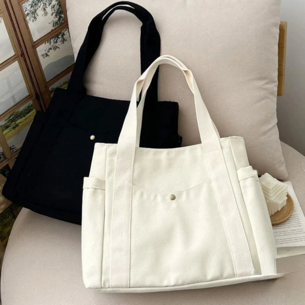 Multi-Pocket Everyday Tote Bag - Large Capacity Shoulder Handbag for Work & College