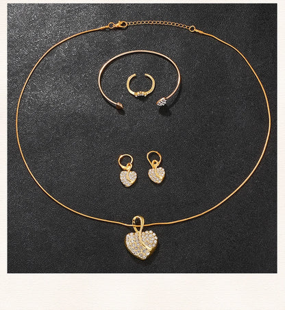 Luxury Women's Gold Quartz Watch Set With Matching Necklace, Ring & Earnings