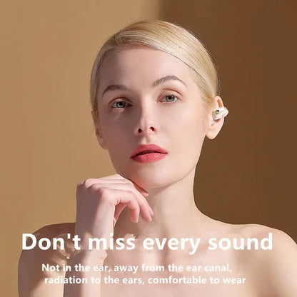 Clip-On Wireless Bluetooth Earphones - Open - Ear Sports Earbuds Bone Conduction Style TWS Headset