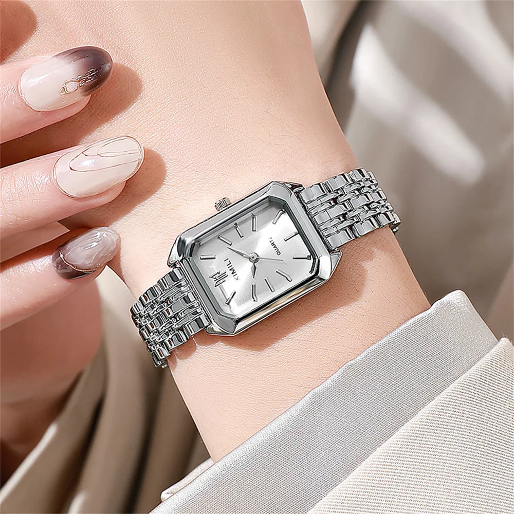 ZHOWE Luxury Gold Plated Women Watches - Elegant Vintage Rectangle Quartz Dress Wristwatch