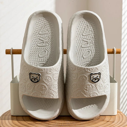 Cute Bear Summer Slippers for  Men & Women -Non-Slip EVA Cloud Slides Cozy Bathroom Beach Sandals