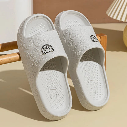 Cute Bear Summer Slippers for  Men & Women -Non-Slip EVA Cloud Slides Cozy Bathroom Beach Sandals