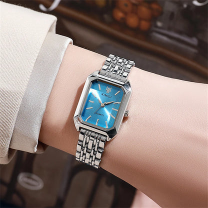 ZHOWE Luxury Gold Plated Women Watches - Elegant Vintage Rectangle Quartz Dress Wristwatch