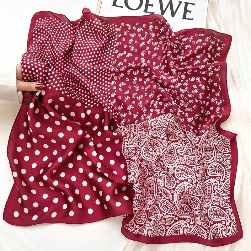 Silk Feel Square for Women - Luxury Designer Headscraf Hair Bandana Neckerchief