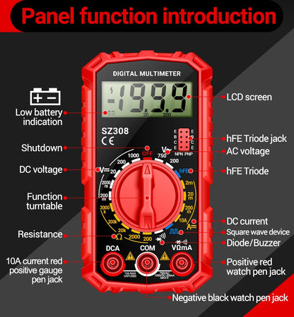 ANENG SZ308 Digital Multimeter - Professional AC/DC Voltage Tester With Backlight LCD Display