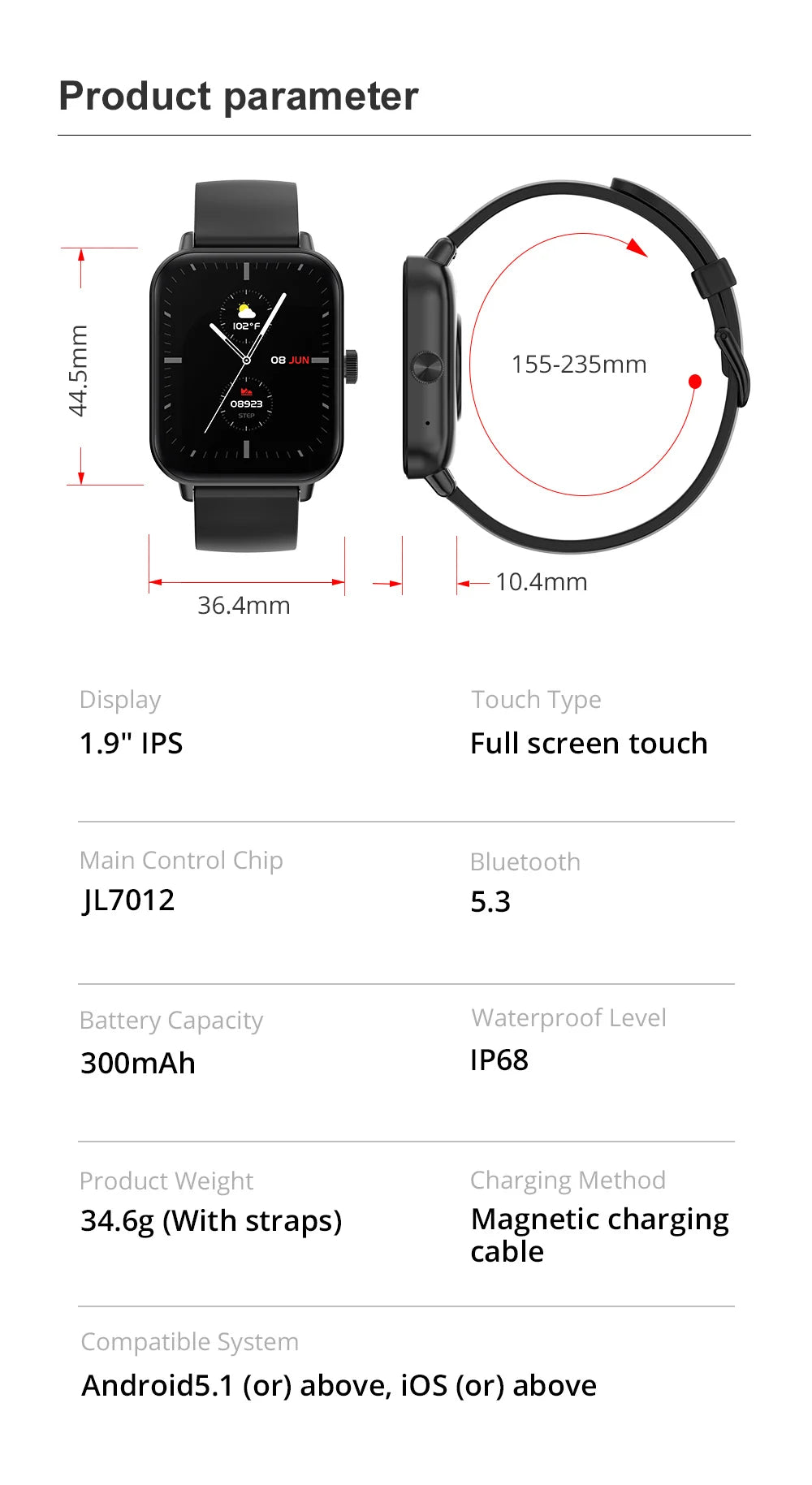 COLMI P81 Smart Watch - 1.9" HD Screen Bluetooth Calling Smartwatch for Men & Women