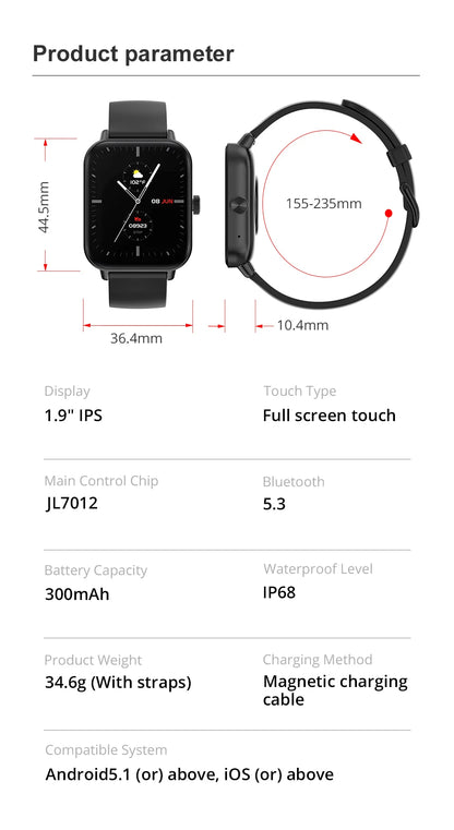COLMI P81 Smart Watch - 1.9" HD Screen Bluetooth Calling Smartwatch for Men & Women