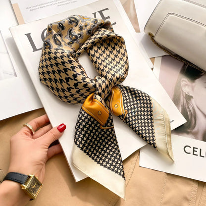 Silk Feel Square for Women - Luxury Designer Headscraf Hair Bandana Neckerchief