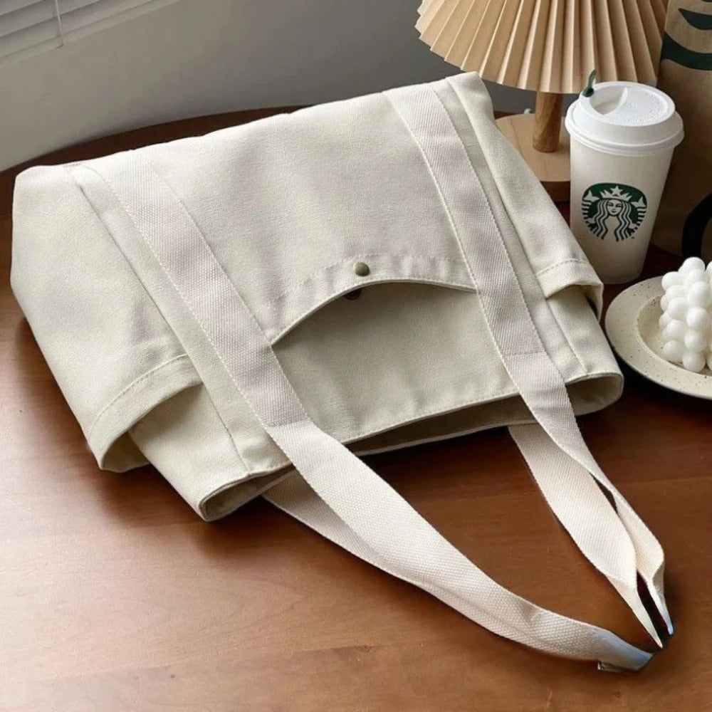 Multi-Pocket Everyday Tote Bag - Large Capacity Shoulder Handbag for Work & College