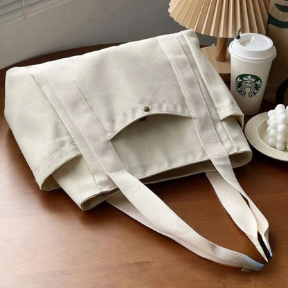 Multi-Pocket Everyday Tote Bag - Large Capacity Shoulder Handbag for Work & College