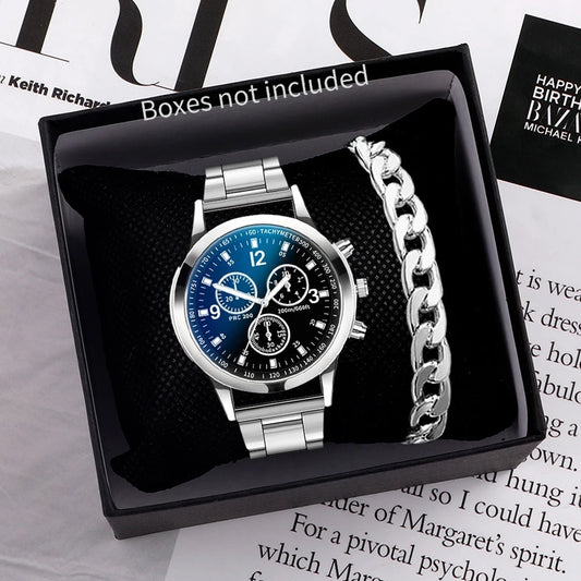 Yolako Men's Quartz Watch - Elegant stainless Fashion & Business Casual Wristwatch Set
