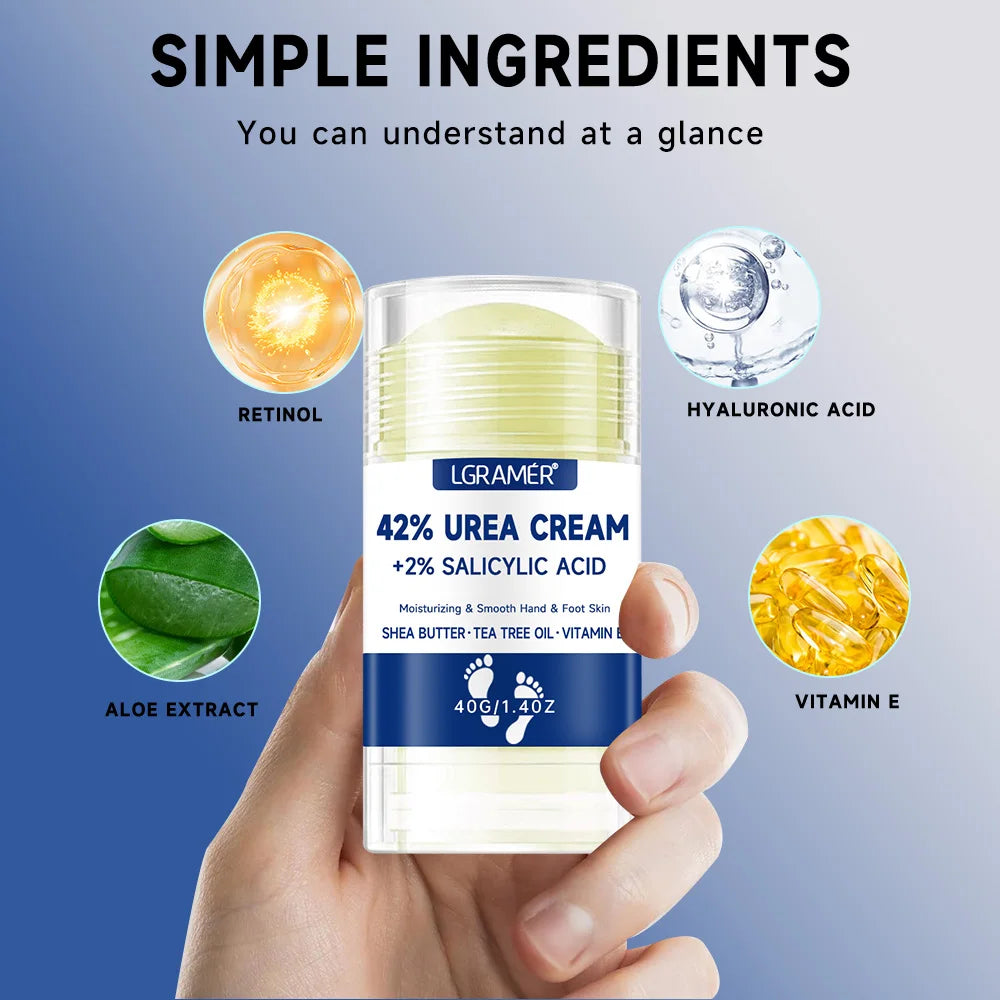 LGRAMER 42% Urea Cream with 2% Salicylic Acid- Intensive Foot Cream for Dry, Cracked Heels & Callus Remover