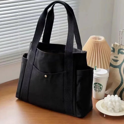 Multi-Pocket Everyday Tote Bag - Large Capacity Shoulder Handbag for Work & College