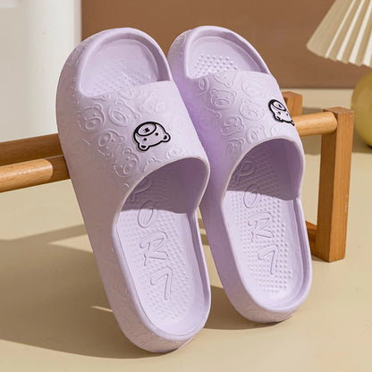 Cute Bear Summer Slippers for  Men & Women -Non-Slip EVA Cloud Slides Cozy Bathroom Beach Sandals