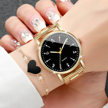 Elegant Women's Watches & Bracelets Set -  Quartz Wristwatch with Arabic Dial