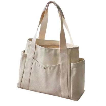 Multi-Pocket Everyday Tote Bag - Large Capacity Shoulder Handbag for Work & College