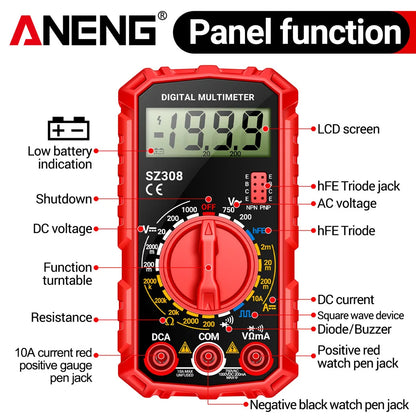 ANENG SZ308 Digital Multimeter - Professional AC/DC Voltage Tester With Backlight LCD Display