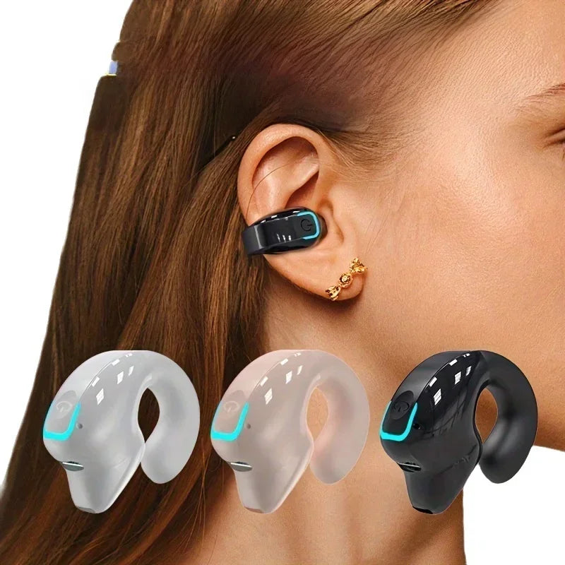 Clip-On Wireless Bluetooth Earphones - Open - Ear Sports Earbuds Bone Conduction Style TWS Headset