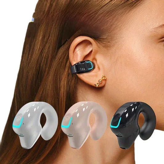 Clip-On Wireless Bluetooth Earphones - Open - Ear Sports Earbuds Bone Conduction Style TWS Headset