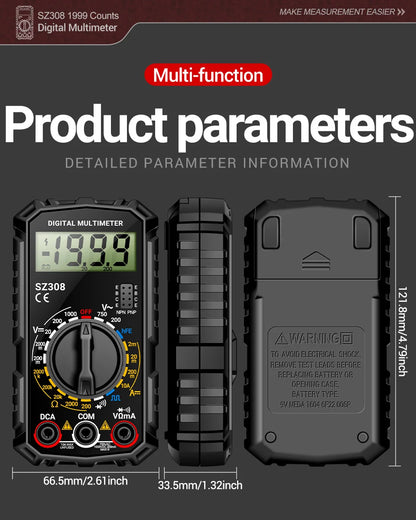ANENG SZ308 Digital Multimeter - Professional AC/DC Voltage Tester With Backlight LCD Display